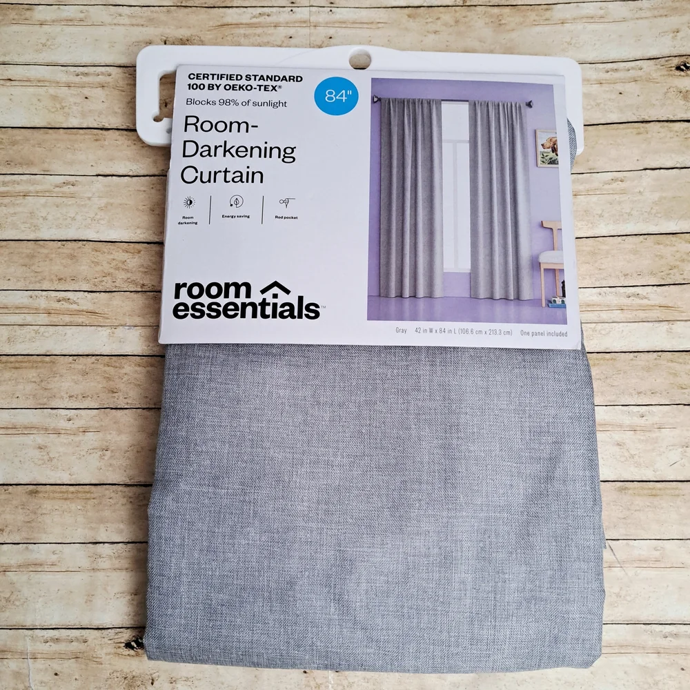 Room Essentials Light Gray Room-Darkening Curtain Drape